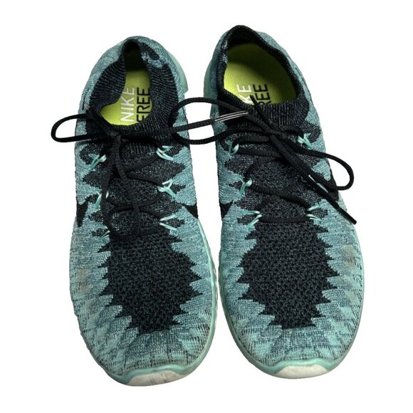 Nike Free Flyknit Shoes Women's Size 8.5 Turquoise Green Blue Athletic Trainers - Picture 1 of 9